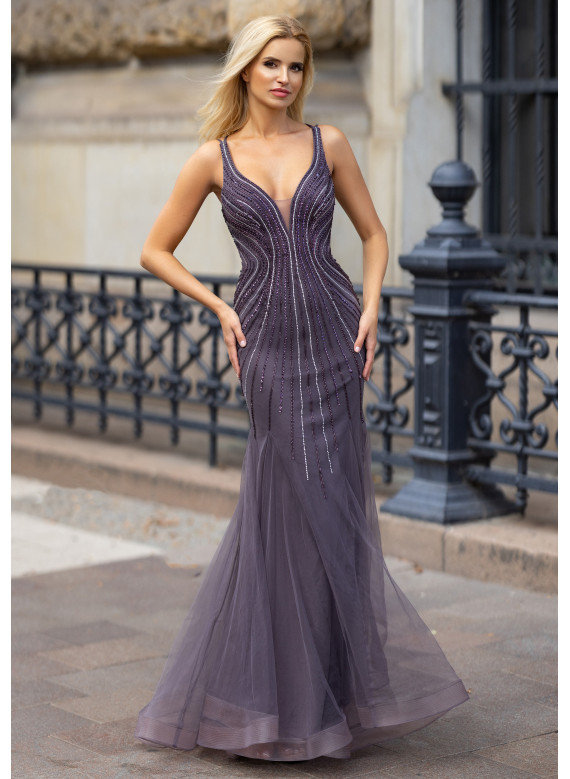 Vestido Longo Ameixa com Brilho | Prom Dress & Gala Elegante