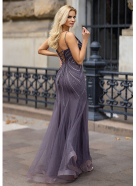 Vestido Longo Ameixa com Brilho | Prom Dress & Gala Elegante