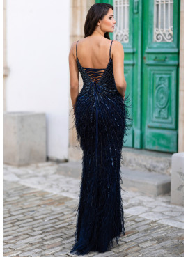 Vestido Longo Azul Noite com Brilho | Prom Dress & Gala Elegante