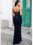 Vestido Longo Azul Noite com Brilho | Prom Dress & Gala Elegante