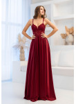 Vestido Prom Bordeaux | Vestido de Gala com Renda e Cetim