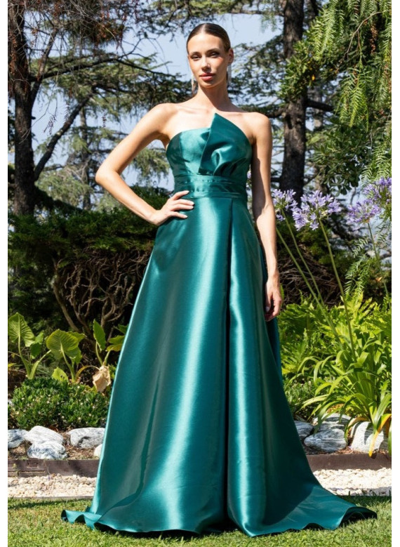 Vestido de Gala Verde Esmeralda Acetinado | Prom Dress Longo Elegante