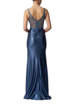 Vestido de Festa Azul Airforce com Brilho e Fenda | Coleção 2026