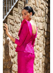 Vestido de Festa Fuchsia 2 em 1 com Peplum Removível | Cerimónia 2026