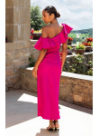 Vestido de Cerimónia Fuchsia One-Shoulder em Jacquard | Festa 2026