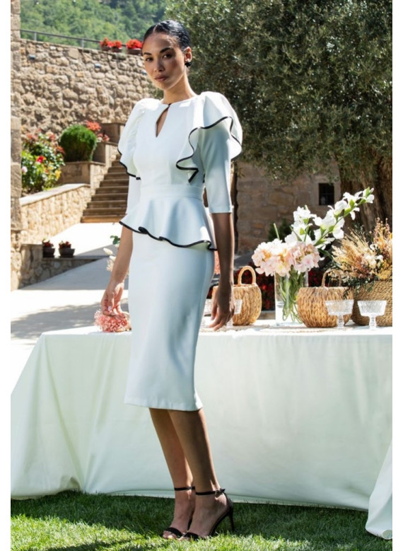 Vestido de Cerimónia Branco 2 em 1 | Peplum Removível | Moda Festa 2026