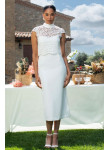 Vestido de Cerimónia Branco com Renda | Noiva Civil e Batizado 2026