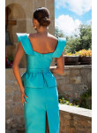 Vestido Midi Tiffany Blue em Tafetá | Cerimónia 2026 com Peplum