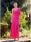 Vestido de Cerimónia Fluído Fúcsia e Verde | Galas Coimbra e Centro de Portugal