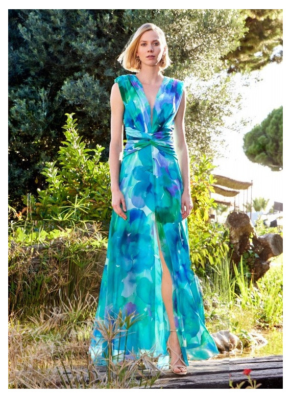 Vestido de Cerimónia Floral Azul e Verde | Coimbra, Leiria e Viseu