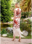 Vestido Midi Satinado Terracota com Franjas | Exclusividade Boutique Coimbra