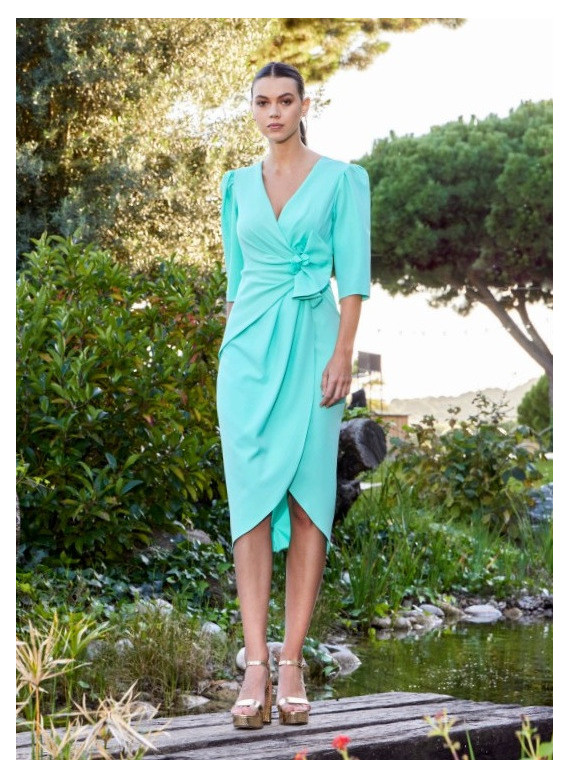 Vestido de Cerimónia Verde-Água Midi | Exclusividade Boutique Coimbra