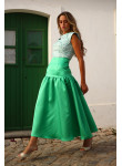 Conjunto Cerimónia Verde | Top Jacquard e Saia Tafetá | Casamentos e Eventos