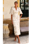 Conjunto Cerimónia em Jacquard de Algodão Cru com Relevo Dourado - Coleção 2026
