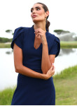 Vestido Midi Azul Marinho Elegante | Cerimónia, Casamento e Gala