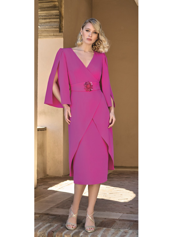 Vestido Midi Rosa para Madrinha ou Mãe dos Noivos | Elegância Atual