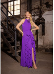 Vestido Longo Violeta com Decote Halter | Biba Boutique