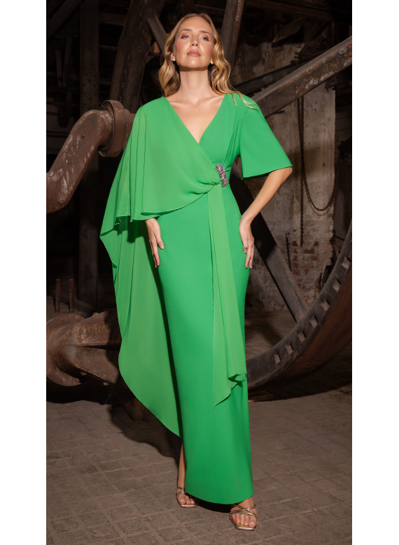 Vestido de Gala com Capa e Brilhos | Biba Boutique