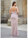 Vestido de Cerimónia Rosa Nude com Bordados e Plumas | Biba Boutique