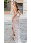 Vestido de Cerimónia Champagne Bordado com Plumas | Biba Boutique
